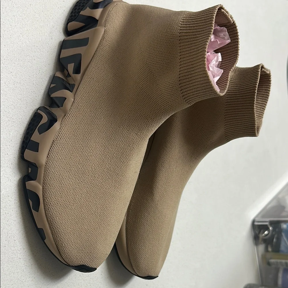 Balenciaga Women's Tan Sock Sneakers